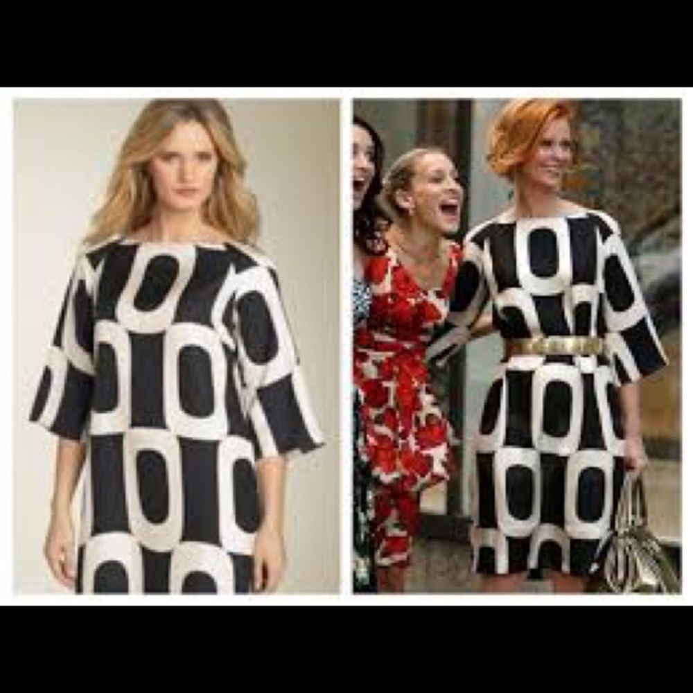 Silk Twill Black & White Maggy London Shift Dress